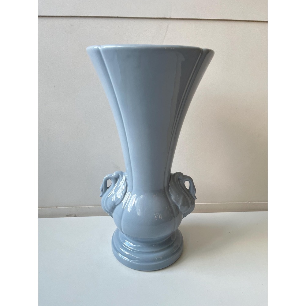 Vintage Chadwick Double Swan Vase Light Blue Ceramic Vintage 1940s Art Deco